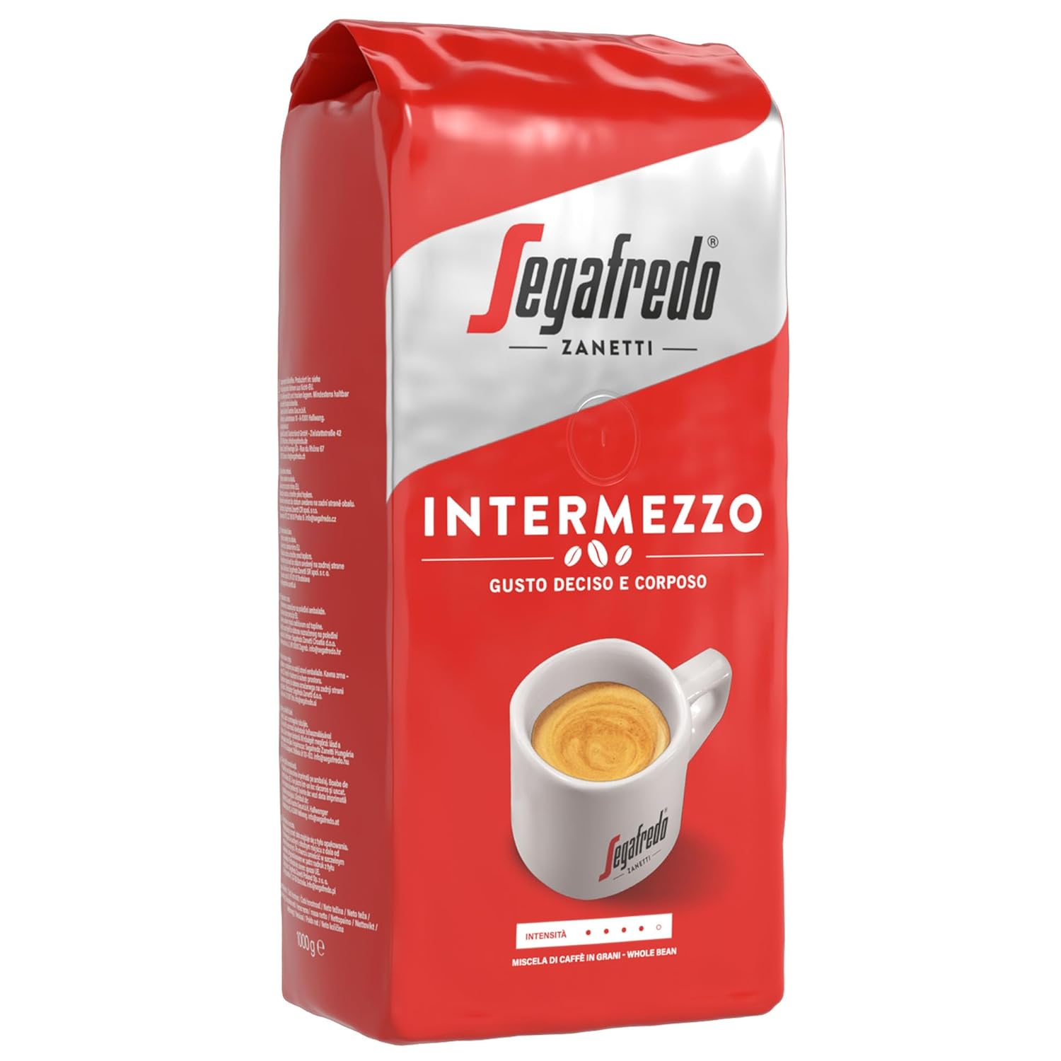Segafredo Zanetti Intermezzo - Whole Bean (1 kg Pack) - Suitable for all Italian Coffee Specialties - Medium Roast Coffee Beans, Strong and Full-bodied Flavor (Pack of 2)