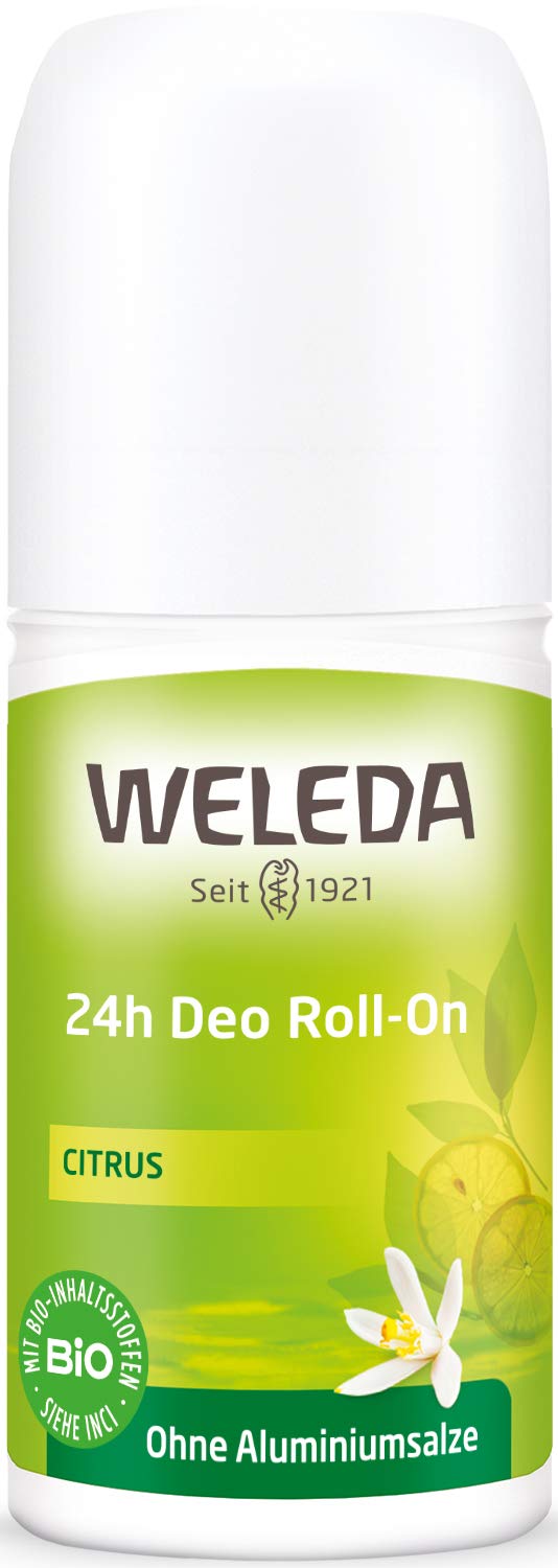 WELEDA Organic Citrus 24-Hour Roll-On Deodorant Natural Cosmetics Deodorant with Fresh Lemon Fragrance, Effective Protection Against Body Odour, 24 Hours Reliable without Aluminium (1 x 50 ml)
