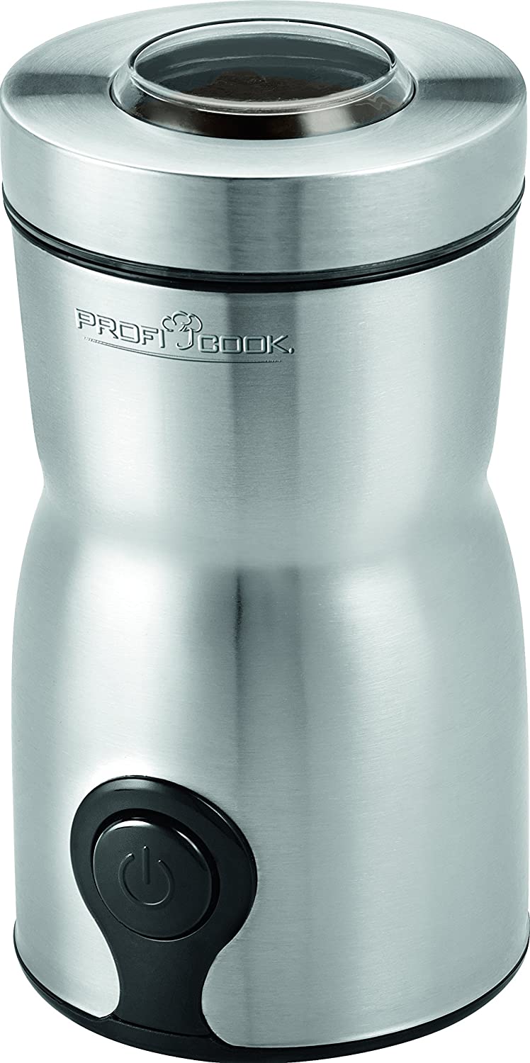 ProfiCook SCHLAGWERK PC KSW 1093 Coffee Grinder with Stainless Steel Case, Stainless Steel Lid with Window Safety Circuit, 1600 Watt