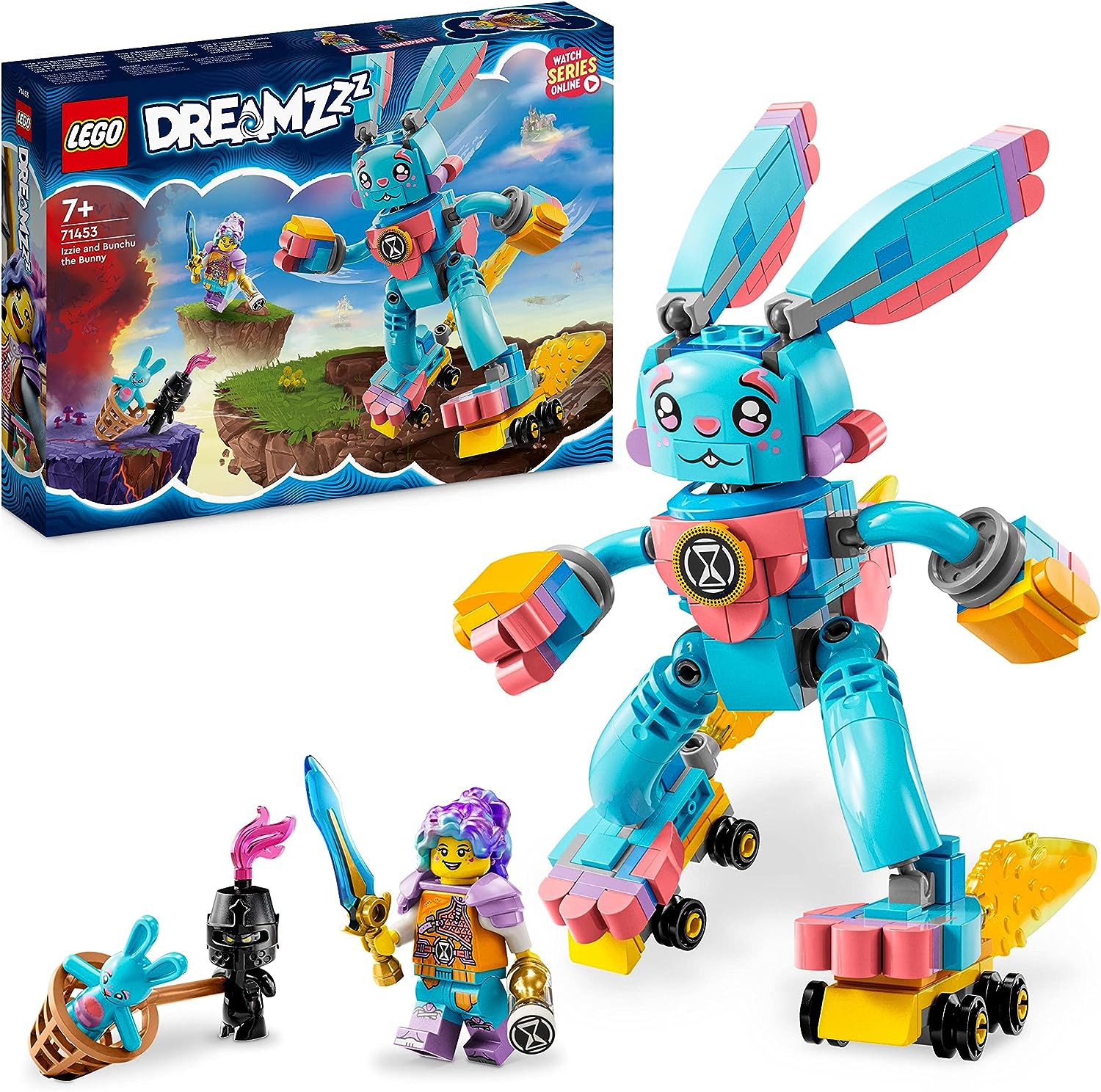 LEGO 71453 DREAMZzz Izzie and Her Rabbit Bunchu Set, Buildable Rabbit Toy with Roller Skates, 2 Types for Imaginative Play, Based on the TV Series, for Children, Girls, Boys from 7 Years