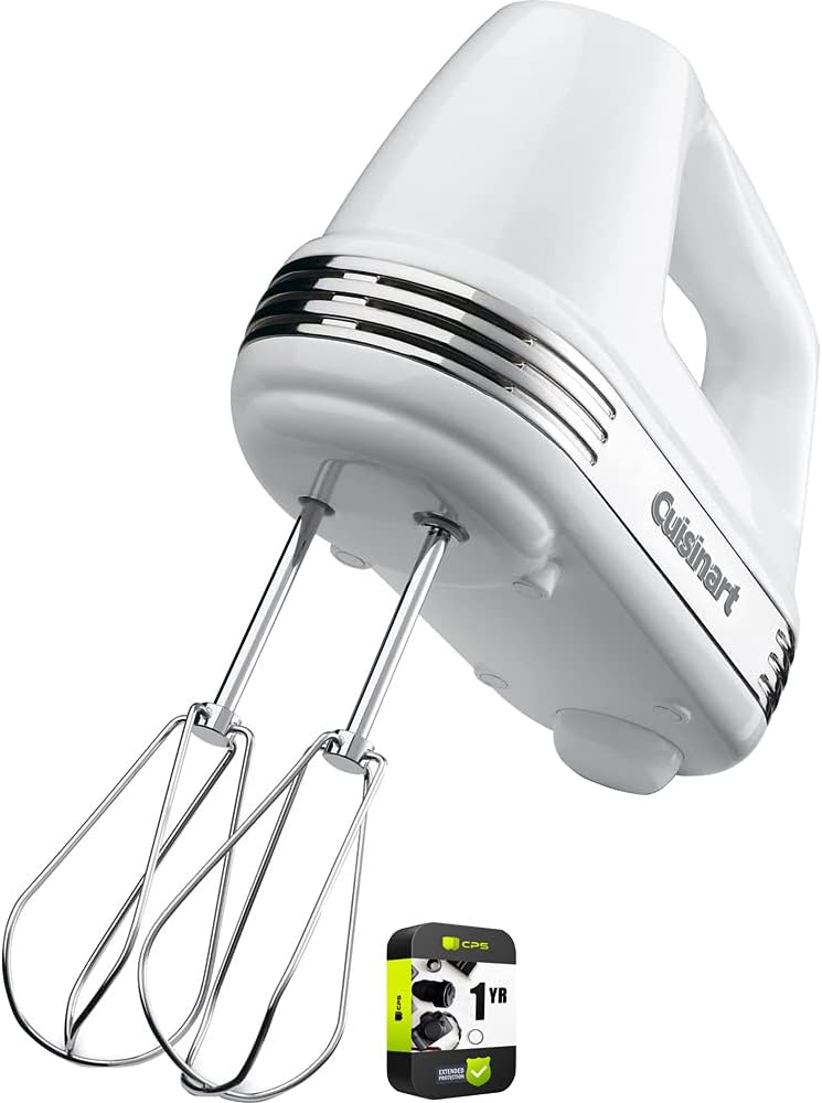 Cuisinart HM-50 Power Advantage 5-Speed ​​Hand Mixer White Bundle with 1 Year Extended Protection Plan