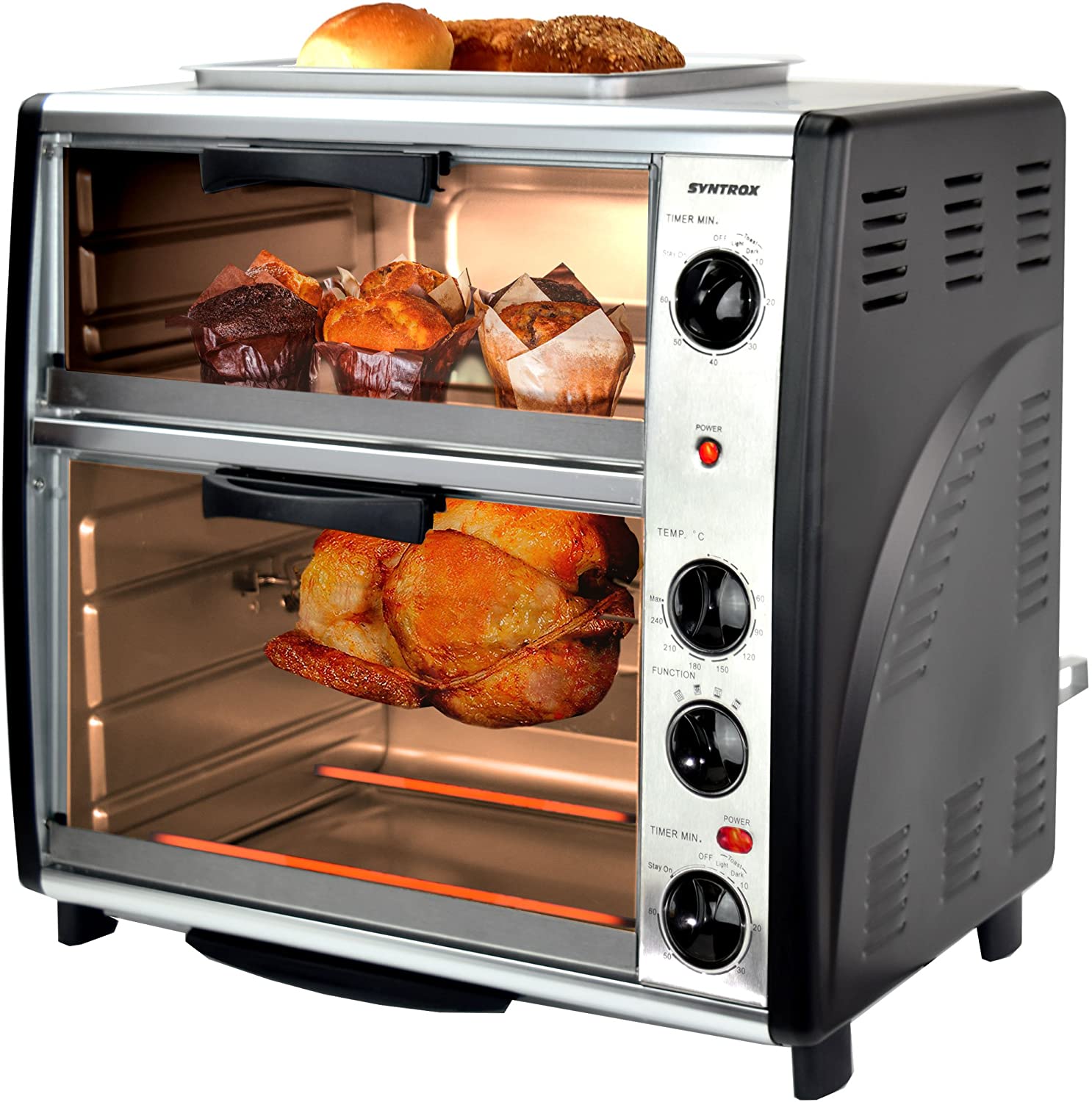 Syntrox Germany Back Chef 42 Litre Multi - Double Oven 1200 Watts BBQ Oven