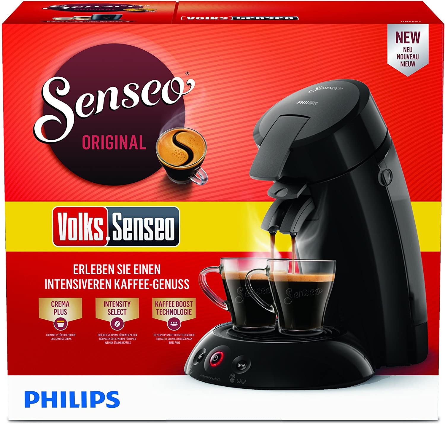 Philips for Senseo Coffee HD6554/69 (Crema Plus Coffee Pod Machine, Choice Strengths (Black)