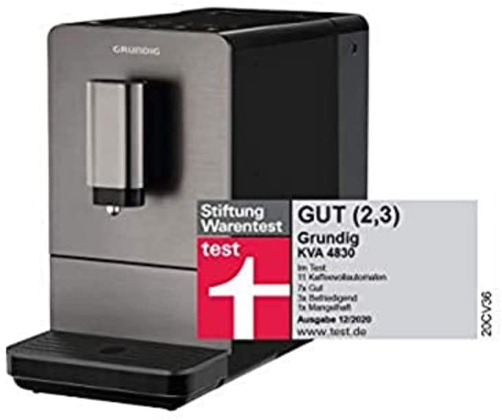 Grundig KVA 4830 Fully Automatic Coffee Machine, Stainless Steel Front, Dark Inox/Black