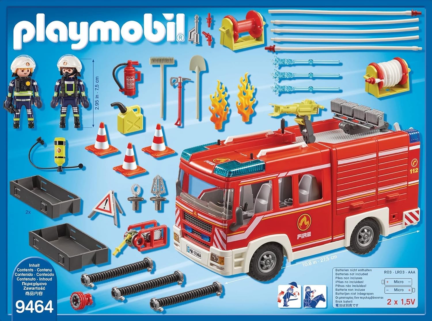 PLAYMOBIL City Action 9464 Fire Engine Armor Vehicle with Light and Sound, from 5 Years & Country 70131 Giant Tractor with Trailer, from 4 Years