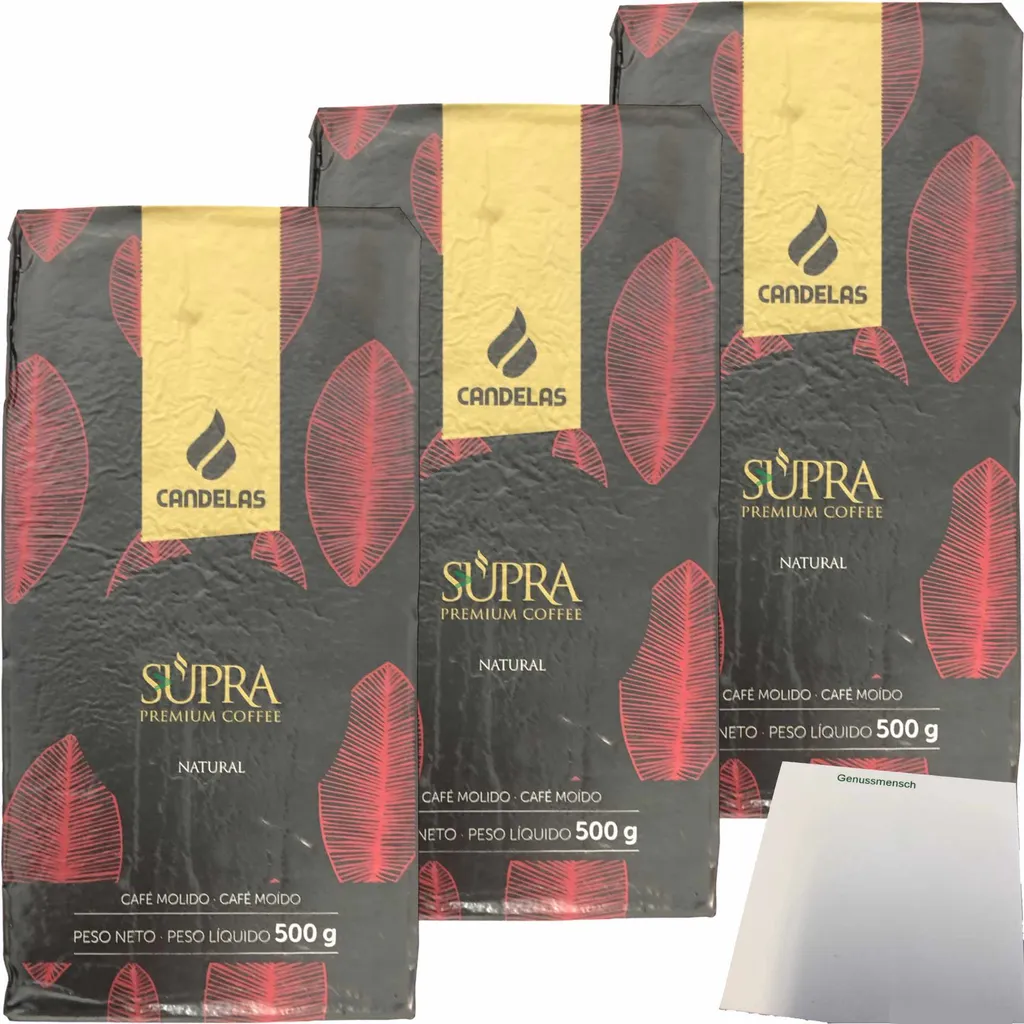 Cafe Candelas Supra Natural ground 3-pack (3x500g pack) + usy block