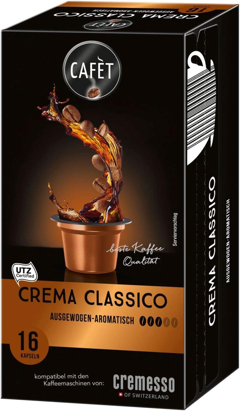 Cafet für Cremesso, Kaffekapseln Crema Classico 16 Stück