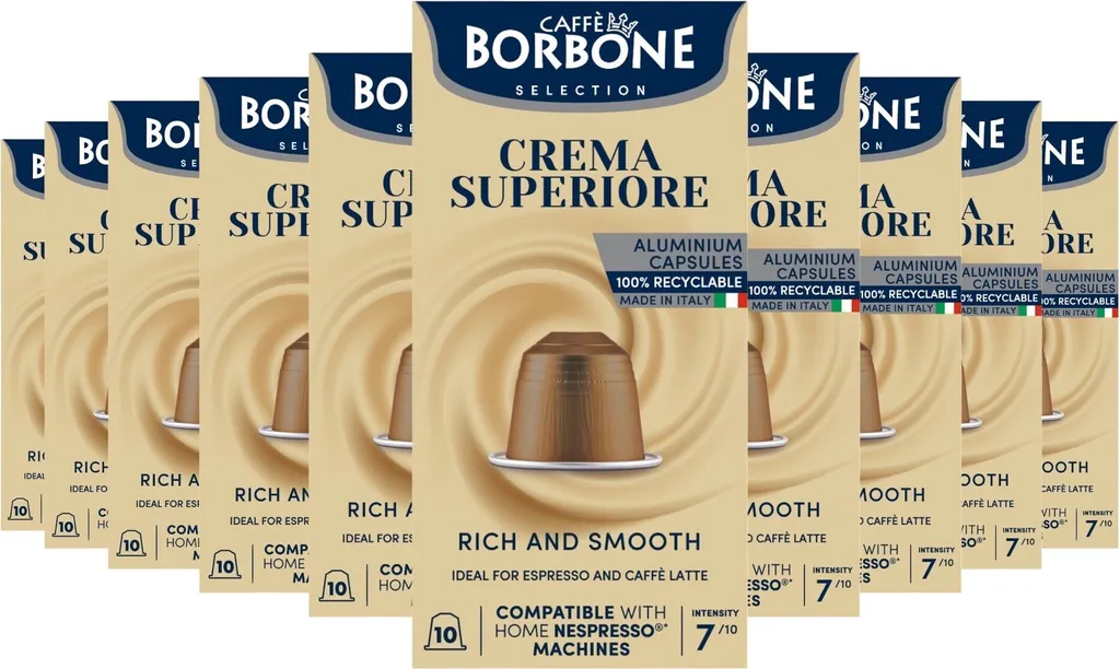 Caffè Borbone Aluminum Capsules Selection Crema Superiore 100x5g | Ideal for Nespresso coffee machines
