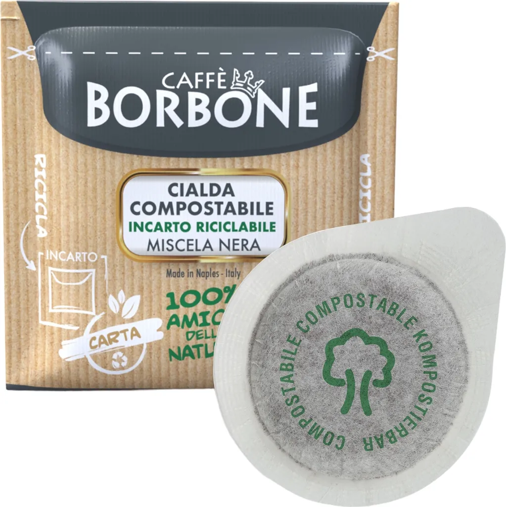Caffè Borbone Coffee Compostable Pods, Recyclable Packaging, Black Blend - 50 pods - Compatible with ESE System Paper Pads 44 mm