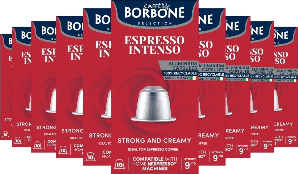 Caffè Borbone Selection Espresso Intenso – 100 aluminum capsules (10 x 10 pieces) – compatible with Nespresso machines for home use
