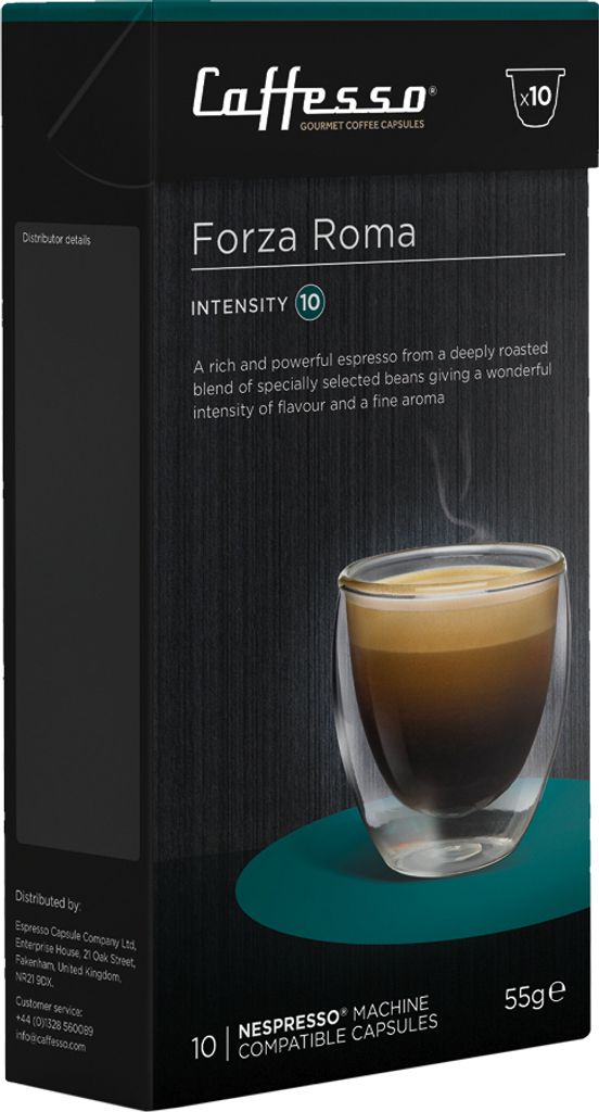Caffesso Forza Roma 10 pieces – 100% compatible capsules for Nespresso, DeLonghi and Krups coffee machines