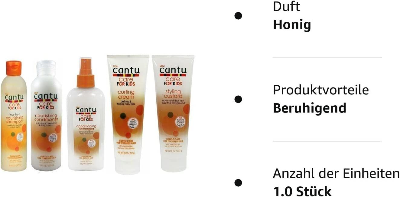 Cantu Pflege für Kinder Sanfte Pflege Shampoo, Spülung, Entwirrer, Locken- und Stylingcreme