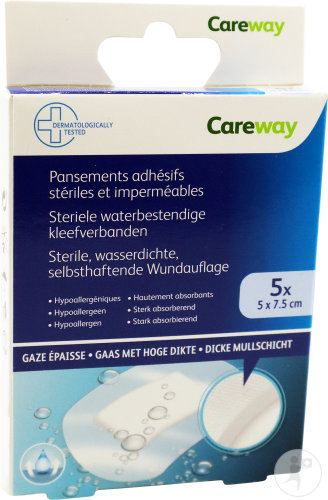 Careway Sterile Waterproof Plasters 5x7.5cm Piece 5