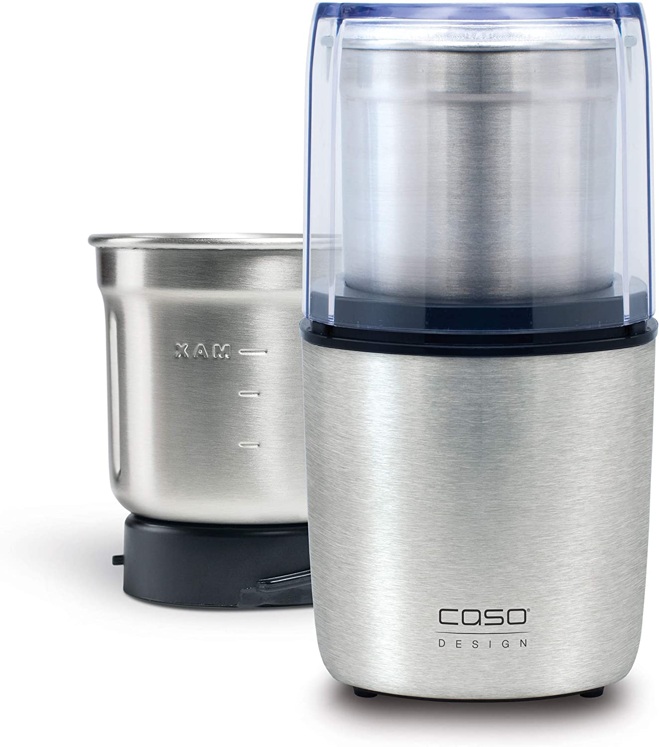 CASO Coffee & Kitchen Flavour, Electric Coffee Grinder, Stainless Steel Chopper with Extra Stainless Steel Container for Pesto, Nuts, Spices, Herbs and Much More, 200 Watt, Silver