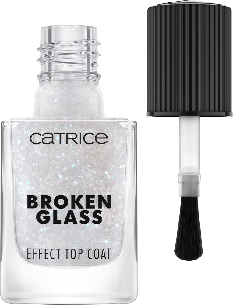 Catrice Broken Glass Effect Top Coat Polish finish for fingernails with glitter particles