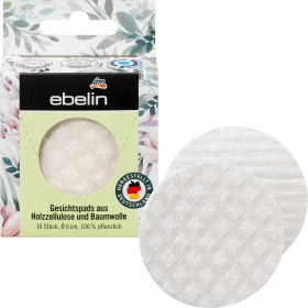 ebelin Face pads made of wood cellulose and cotton, 10 pcs