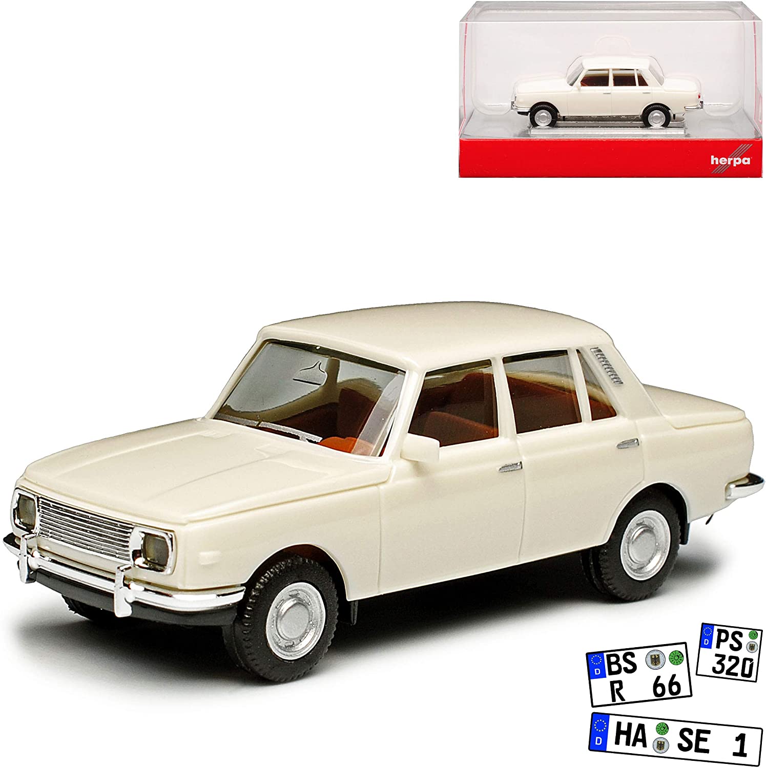 Wartburg 353 Limousine White With Chrome Radiator Grill 1966-1984 H0 1/87 H