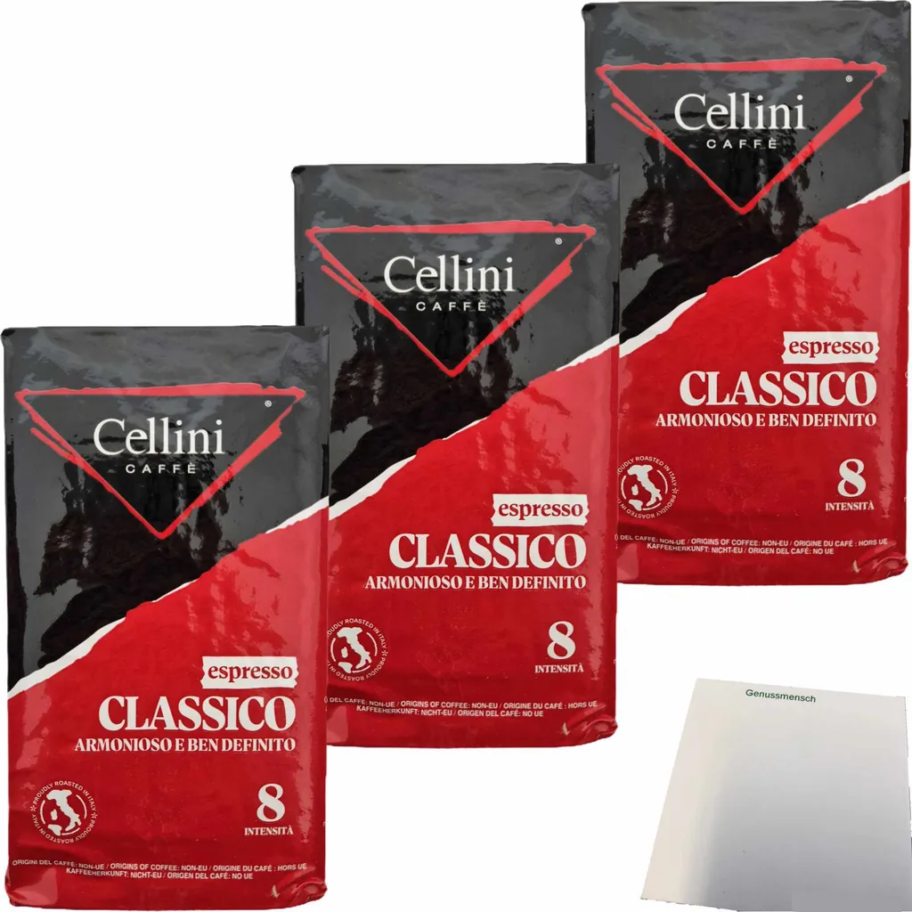 Cellini Espresso Classico 3-pack (3x250g pack) + usy block