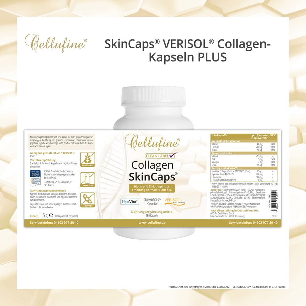 Cellufine® SkinCaps® VERISOL® B (beef) collagen capsules PLUS vital substances