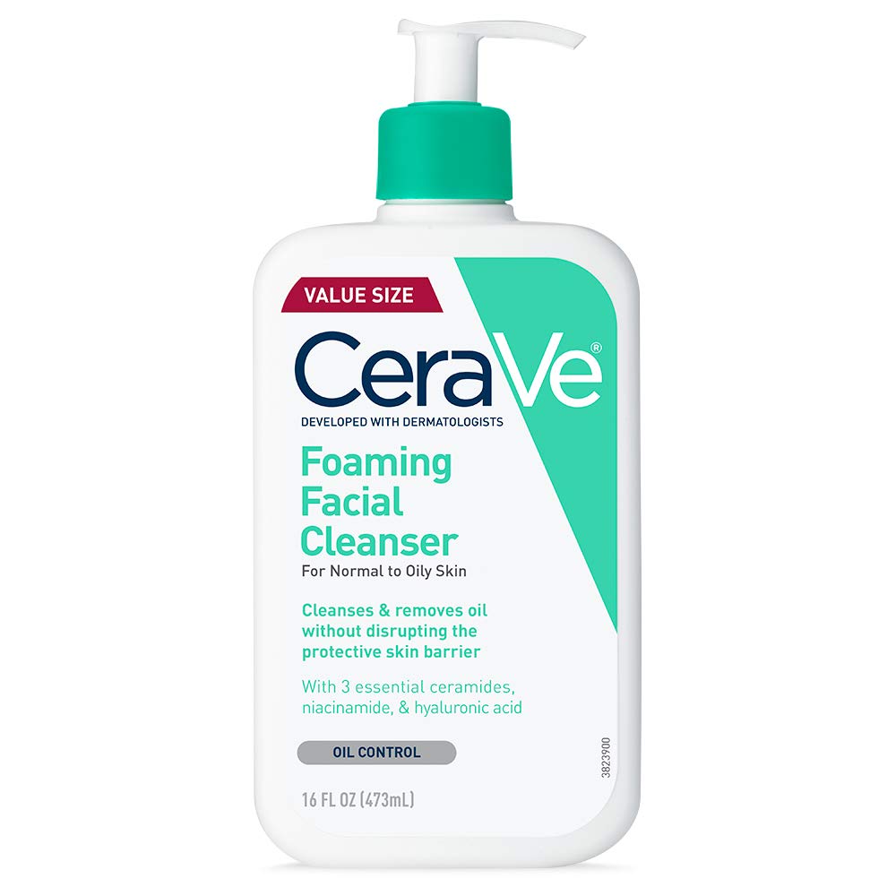 CeraVe Foaming Facial Cleanser, for Daily Use on Normal to Oily Skin, 473 m