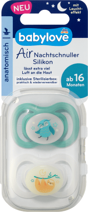 babylove Nachtschnuller anatomisch, Silikon, Eule/Faultier Gr. 3, 2 St