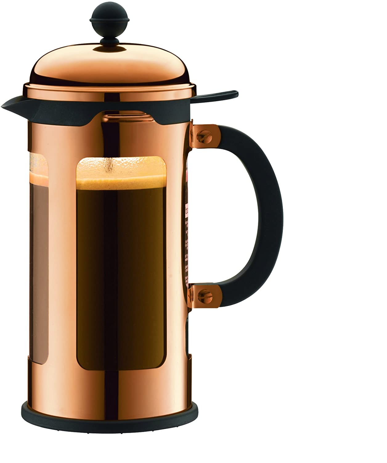 Bodum CHAMBORD 1 Litre 1-Piece 8 Cup Copper Plated Coffee-Maker, Clear
