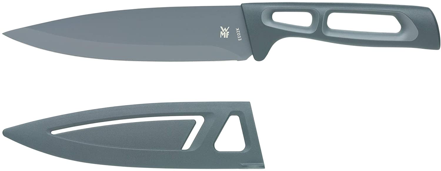 WMF Modern Fit Chef\'s Knife, 30 cm, Slate Metallic, Knife with Protective Cover, Special Blade Steel, Non-Stick Coating, Plastic Handle, Blade 13 cm, Grey