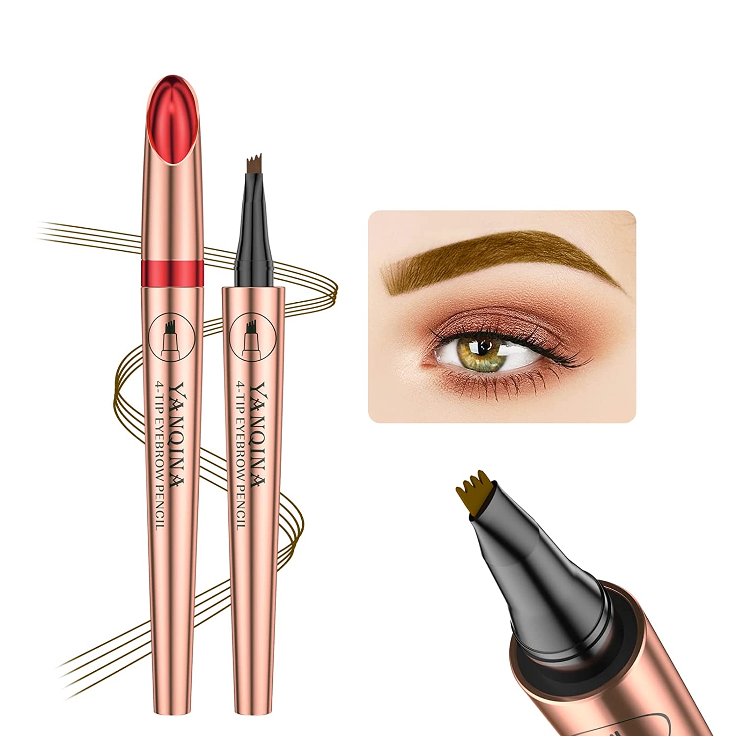 Eyebrow Pencil, Eyebrow Pen, Professional MakeUp Eyebrow Pencil, 24 Hours Long-Lasting, Smudge-Resistant, Natural Looking (Dark Brown)
