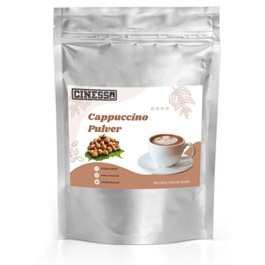 Cinesso Haselnuss Cappuccino Pulver – Aromatisch & Cremig, Genuss in Verschiedenen Packungsgrößen (200 g)