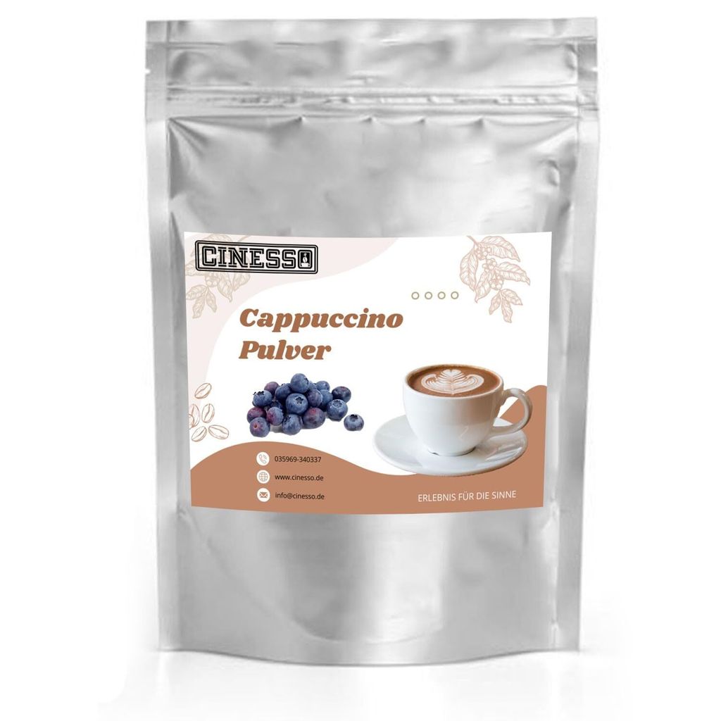 Cinesso Heidelbeere Cappuccino Pulver – Fruchtiger Kaffee mit Schokolade – Packungsgrößen bis 100kg (100 Kg)