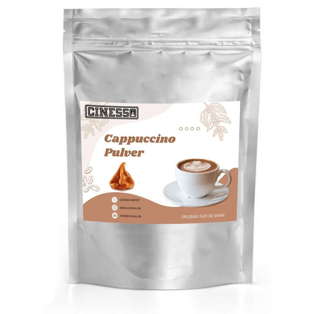 Cinesso Karamell Cappuccino Pulver – Schokoladiger Kaffeegenuss mit 35% Schokoladenpulver – Einfach zuzubereiten, ideal für Zuhause & Büro (10 Kg)