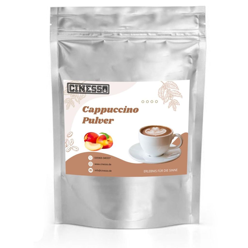 Cinesso Nektarine Cappuccino Pulver – Fruchtiger Cappuccino-Genuss mit cremiger Schokoladen-Note, verschiedene Packungsgrößen (200 g)