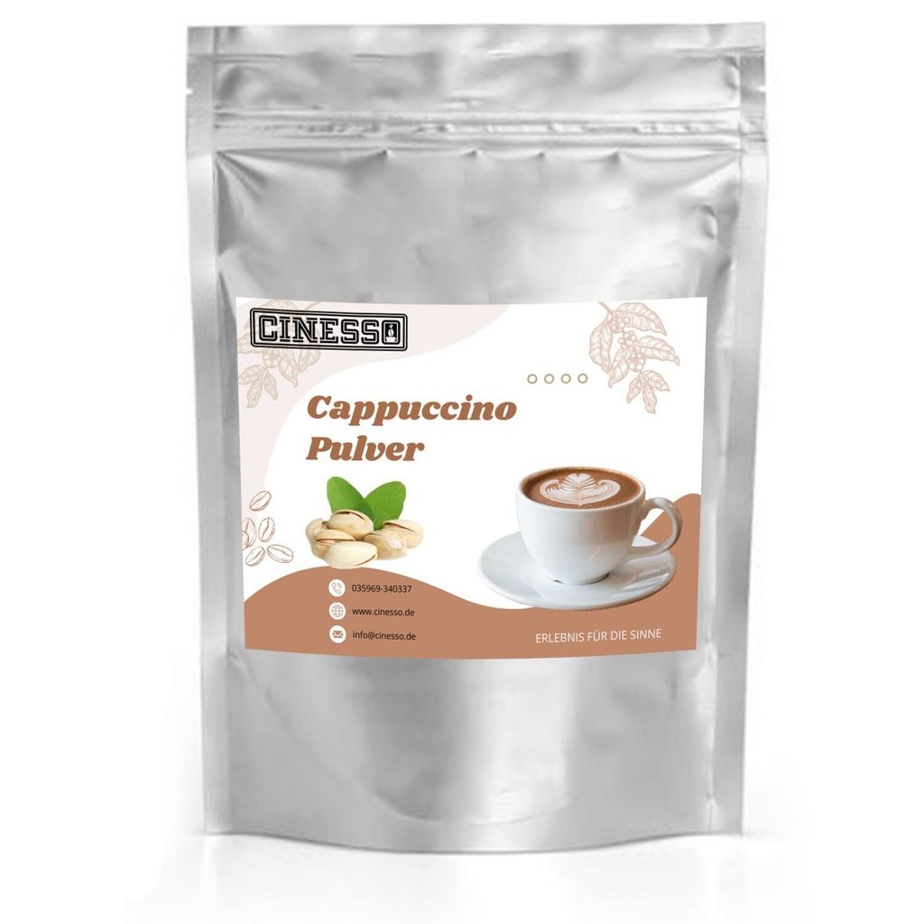 Cinesso Pistazie Cappuccino Pulver – Cremiger Kaffeegenuss mit feinem Pistazienaroma, verschiedene Packungsgrößen verfügbar (200 g)