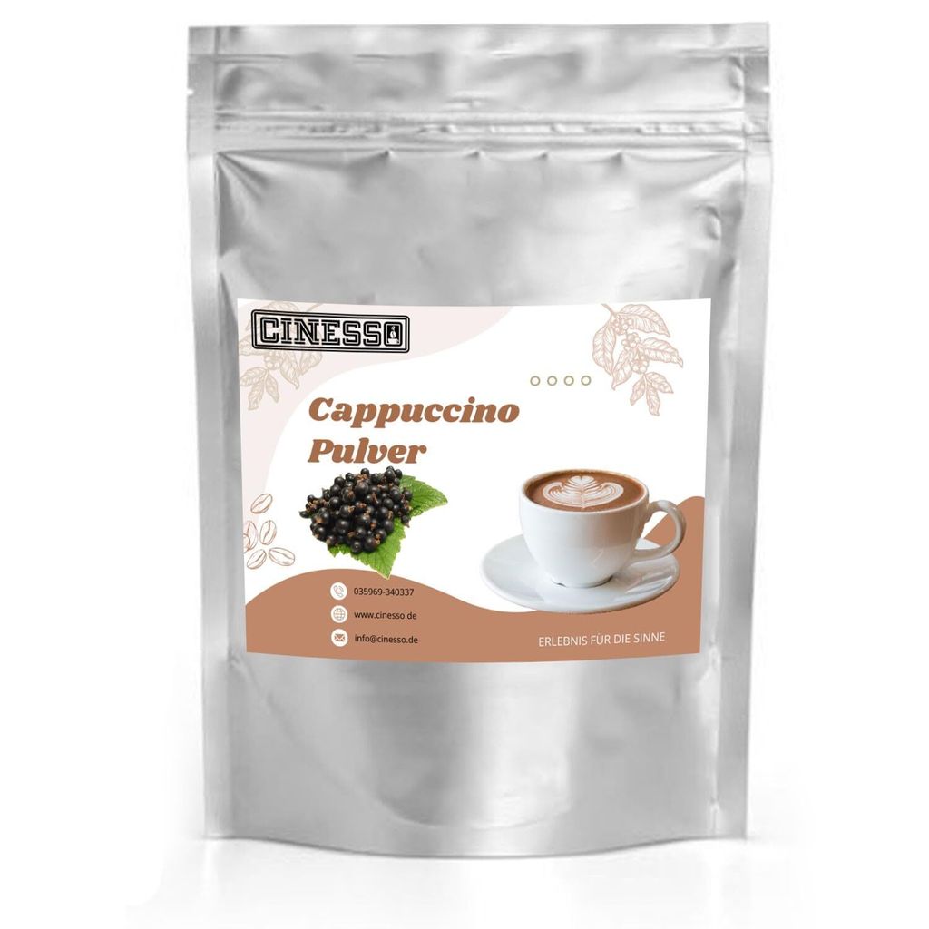 Cinesso Schwarze Johannisbeere Cappuccino Pulver – Fruchtig, Cremig & Vollmundig – Für Einzigartigen Kaffeegenuss (1 Kg)