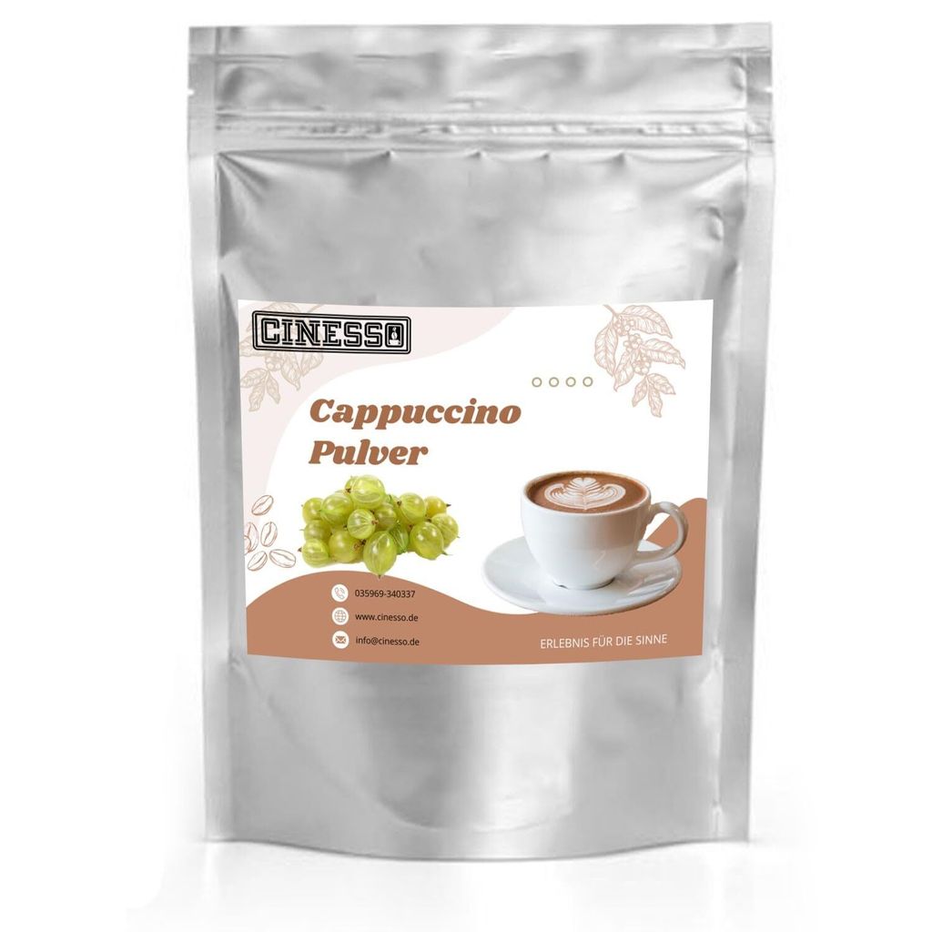 Cinesso Stachelbeere Cappuccino Pulver – Cremiger Cappuccino mit fruchtigem Stachelbeer-Aroma, verschiedene Packungsgrößen (1 Kg)