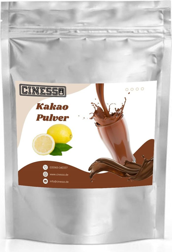 Cinesso Lemon Cocoa Drinking Chocolate Cocoa Powder - Refreshing cocoa enjoyment with a lemon note, ideal for hot and cold drinks (500 g)