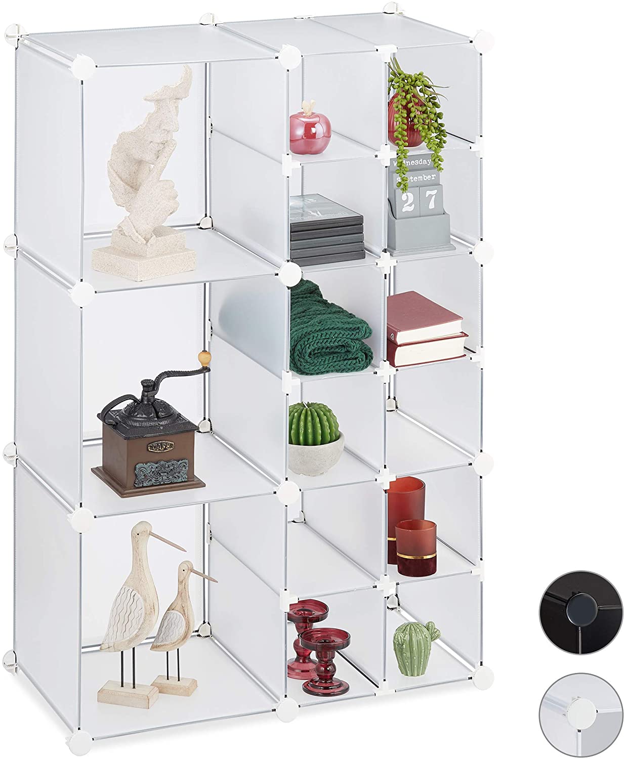 Relaxdays Shelving Unit 16 Compartments Open Shelf System Plastic Shelving 