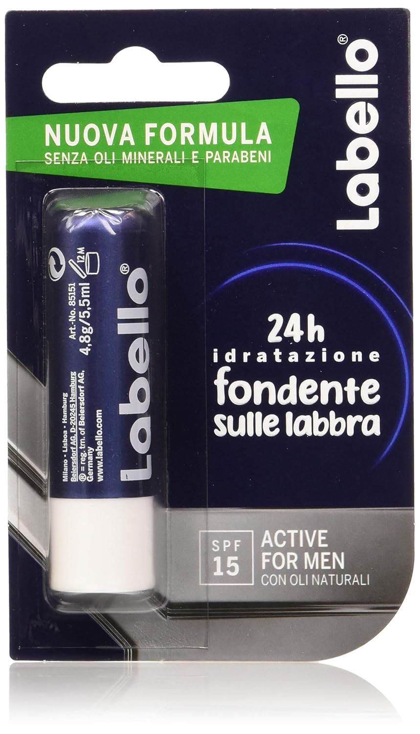 Labello Active For Men 5.5ml Lip Balm SPF15 Moisturising Lip Balm with Shea Butter and Natural Oils Lip Balm
