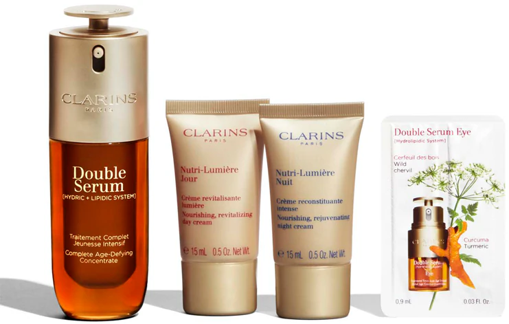 Clarins Double Serum & Nutri-Lumière Collection Gift Set for Mature Skin