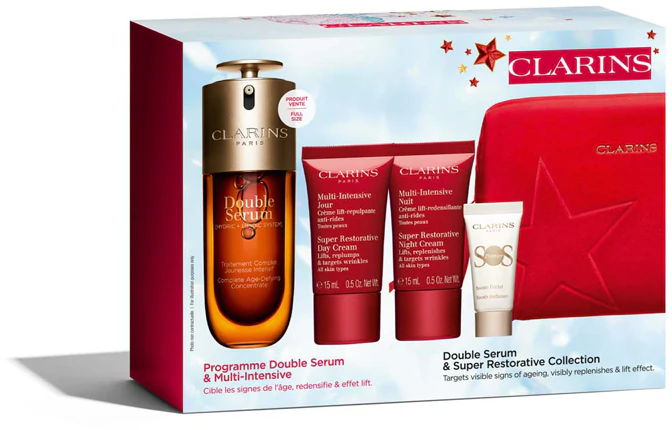 Clarins Double Serum & Super Restorative Collection Gift Set for Mature Skin Luminosity