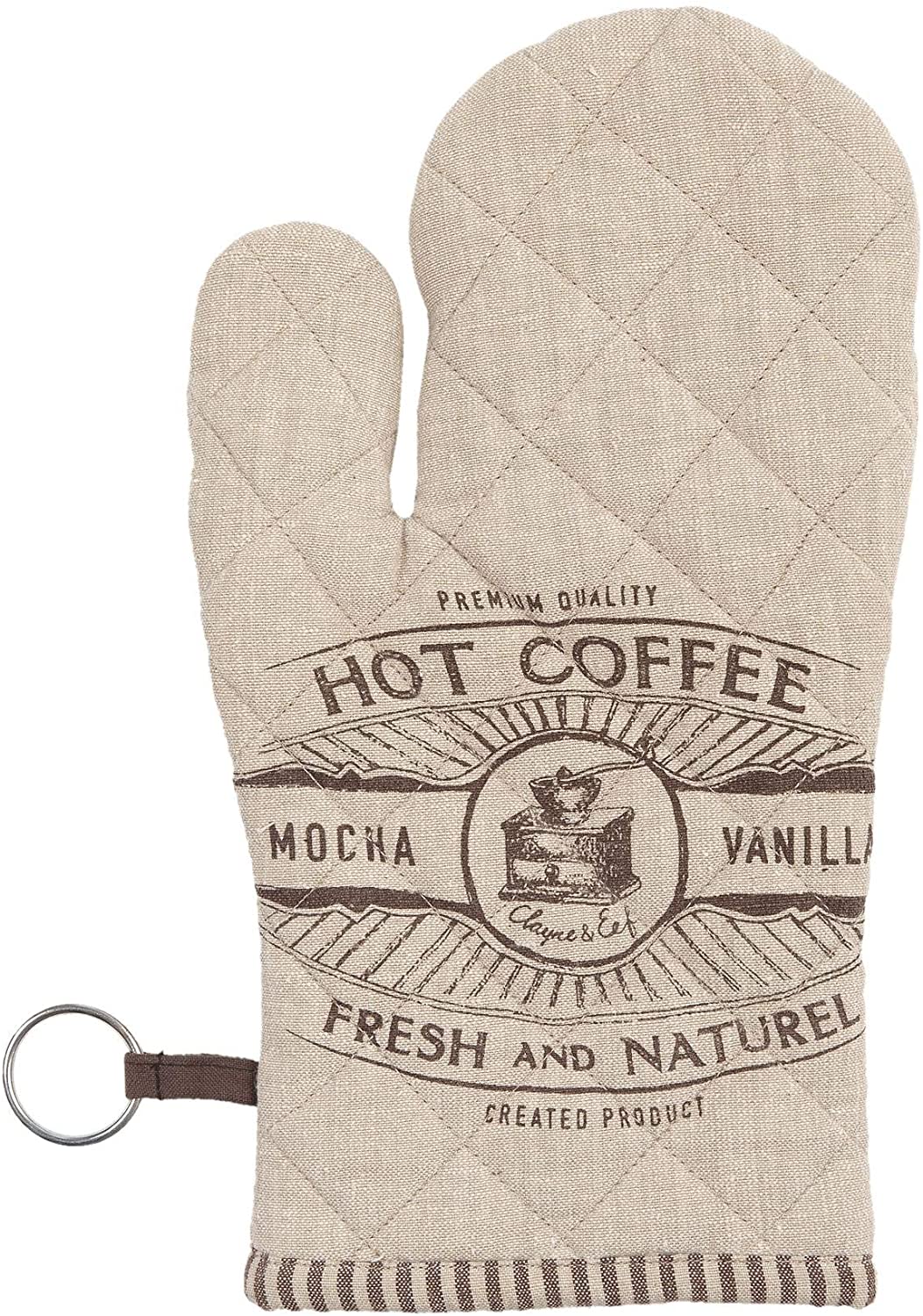 Clayre & Eef BFC44 Oven Glove Coffee Design Natural Cotton