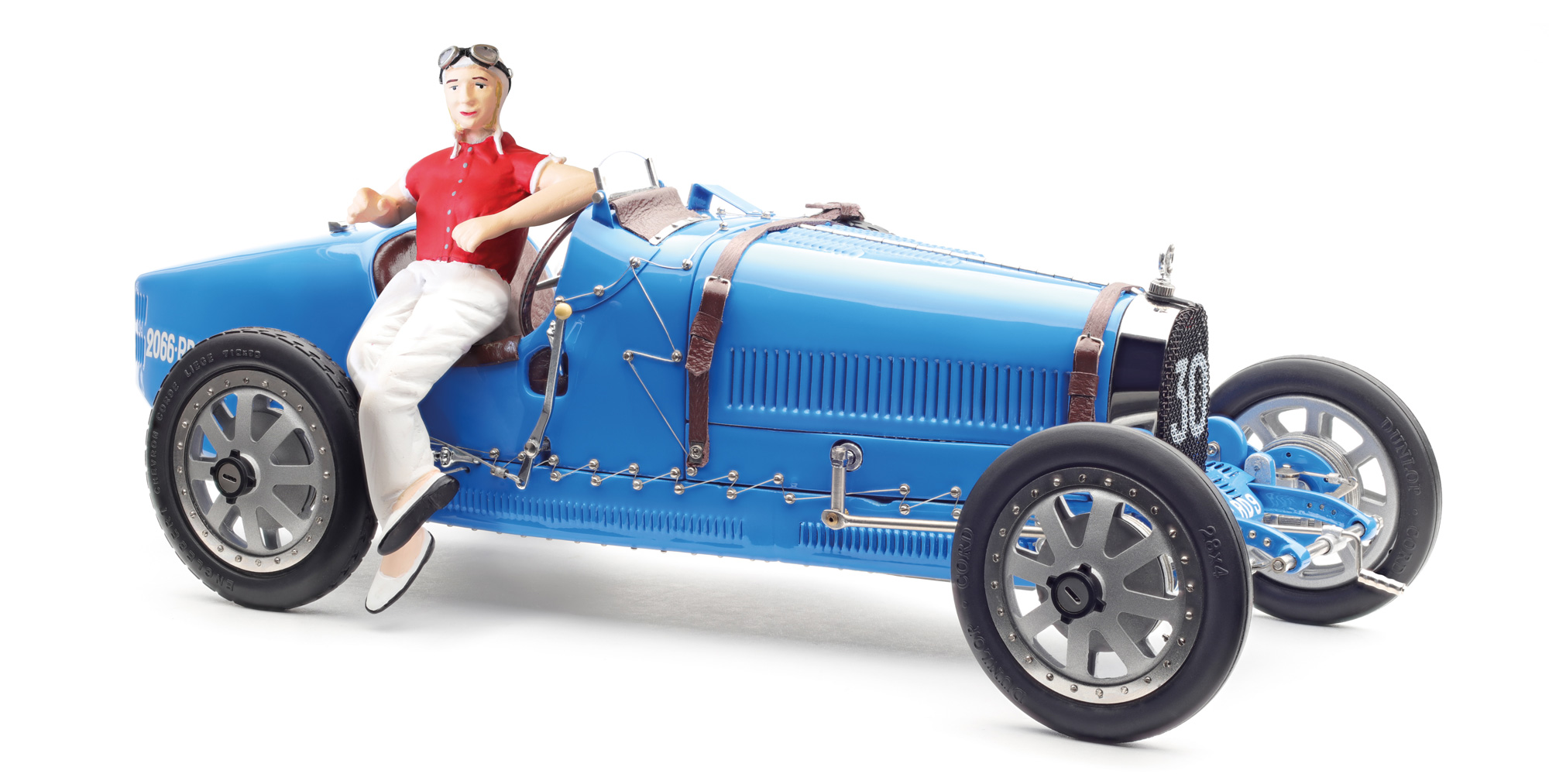 Bugatti Type Grand Prix bright blue Livery with a Female Racer Figurine