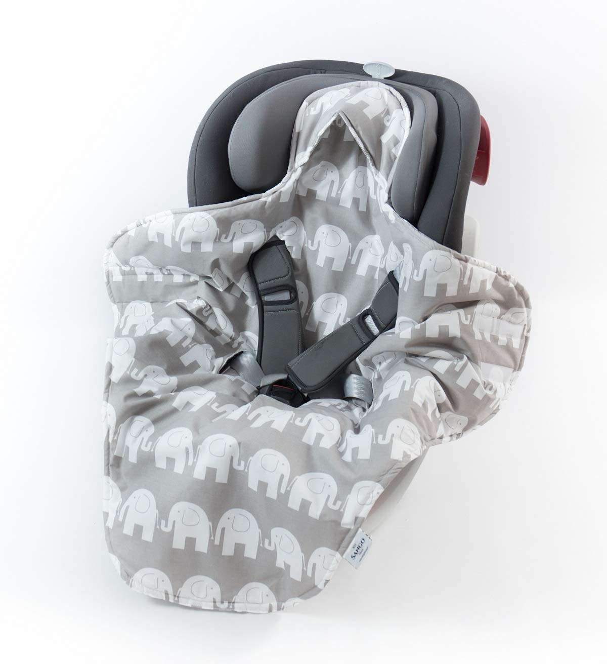 Sango Trade Baby Blanket for Car Seat Baby Carrier Pram Perfect During a Travel 100% Cotton Anti-Allergic Filling Soft 100 cm x 120 cm (Elephants)
