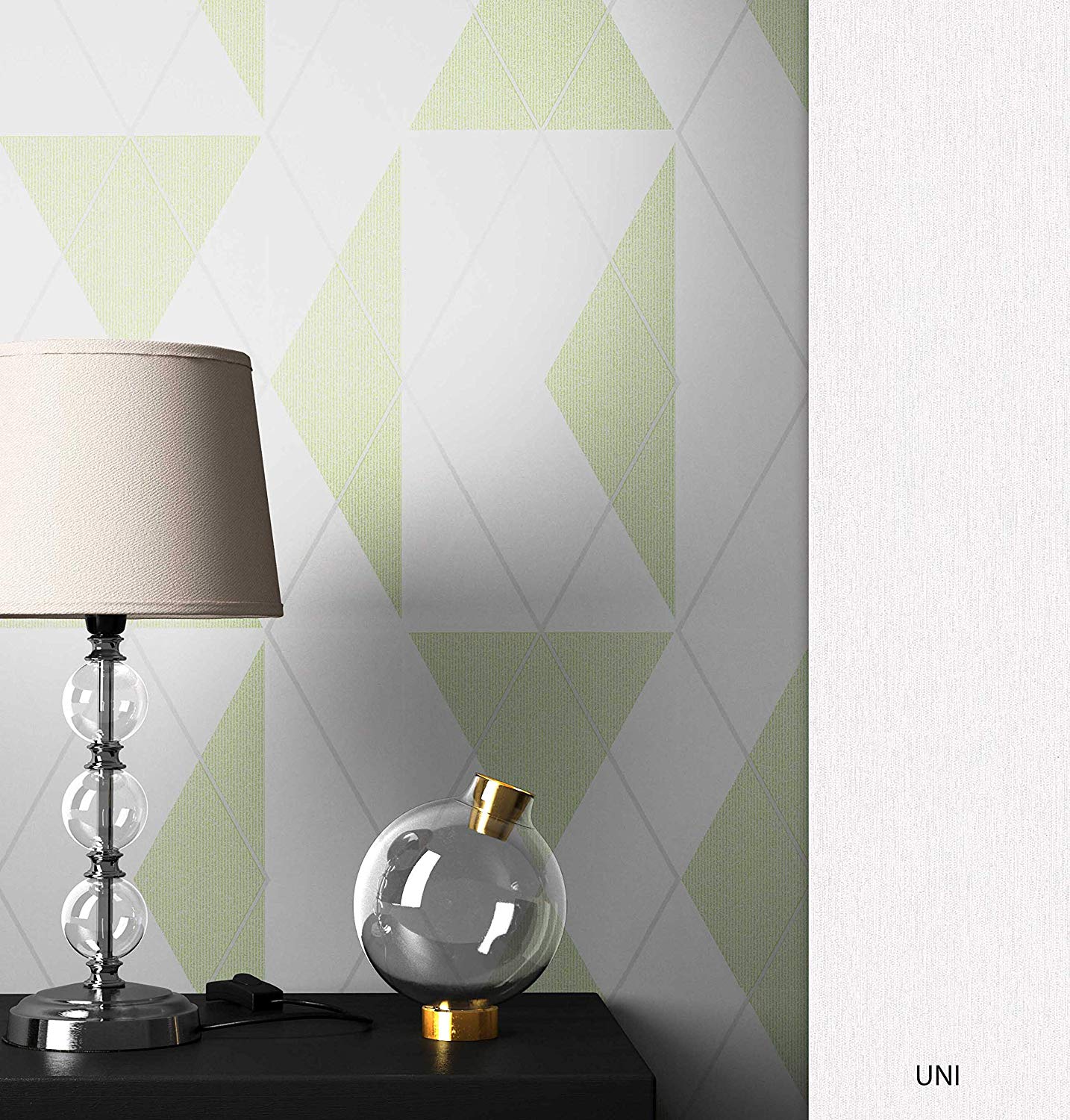Newroom Graphic White Geometric Graphic Graphic Non-Woven Wallpaper Green M