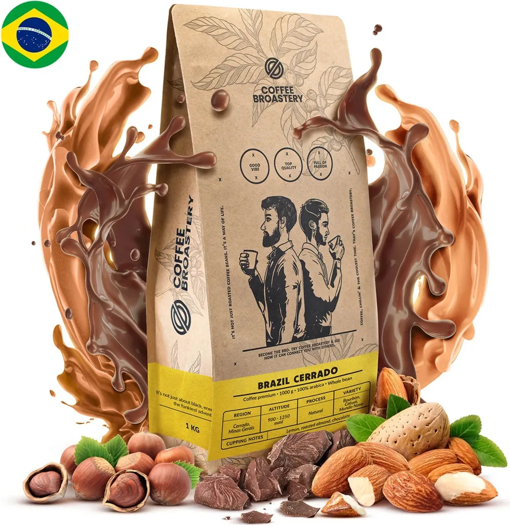 Coffee Broastery Coffee Set - Brazil Cerrado Roasted Coffee Whole Bean 1 kg | Fresh Coffee Beans