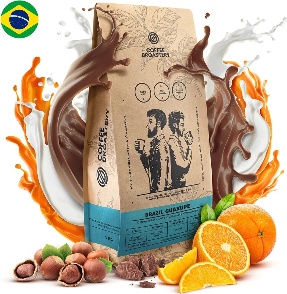 Coffee Broastery Coffee Set - Brazil Guaxupe Roasted Coffee Whole Bean 1 kg | Fresh Coffee Beans