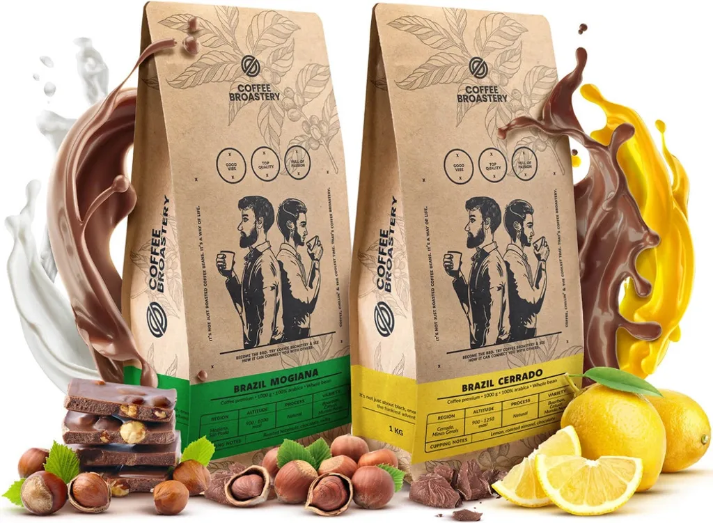 Coffee Broastery Coffee Set - Brazil Mogiana + Cerrado Roasted Coffee Whole Bean 2 x 1 kg | Fresh Coffee Beans