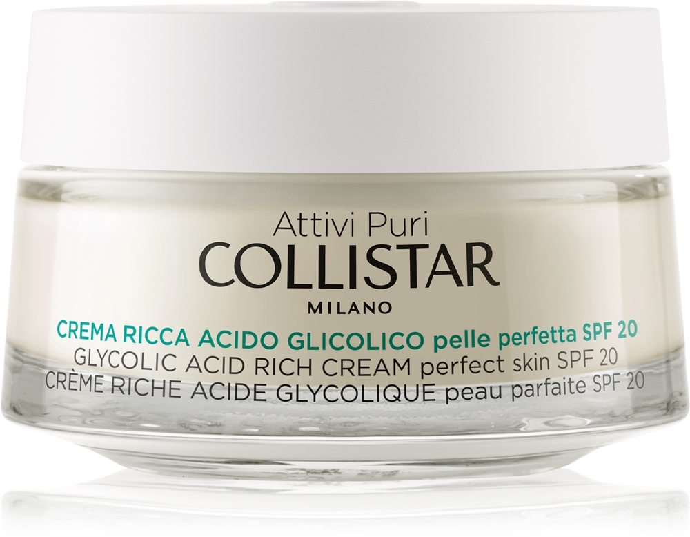 Collistar Attivi Puri Glycolic Acid Rich Cream Nourishing cream for skin replenishment with brightening effect