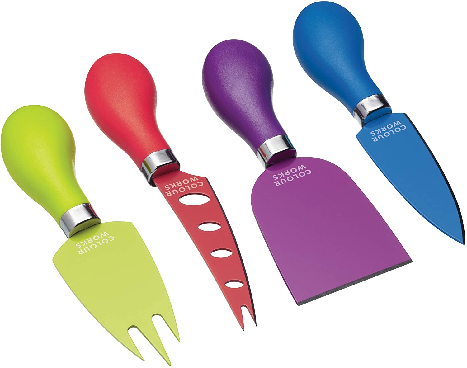 KitchenCraft Colourworks Cheese Serving Set (Set of 4 Assorted Colours
