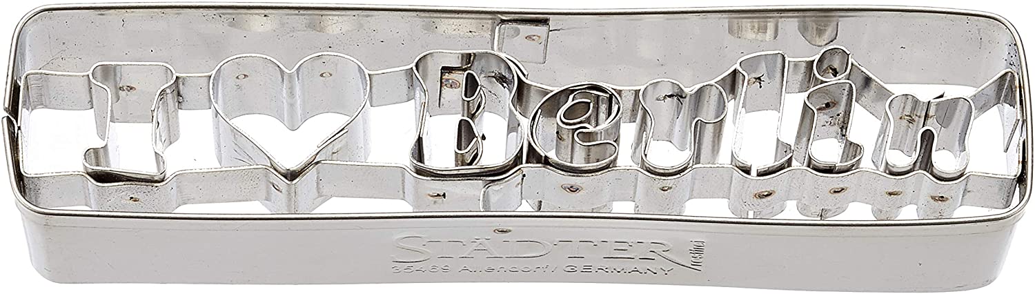 Staedter Städter Embossing cookie cutter, I Love Berlin, 10 cm, stainless steel, silver
